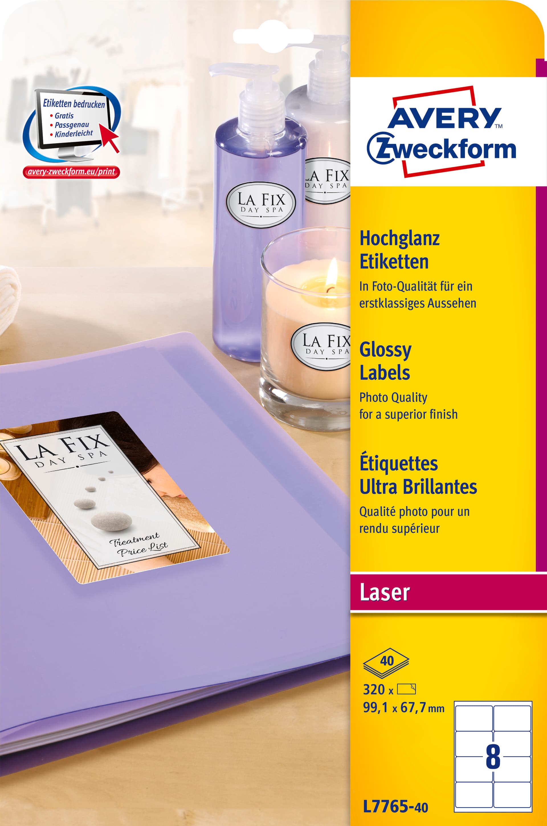 Etykiety A4 biała (40 arkuszy) 99,1*67,7 zaokrąglone brzegi 7765-40 AVERY ZWECKFORM
