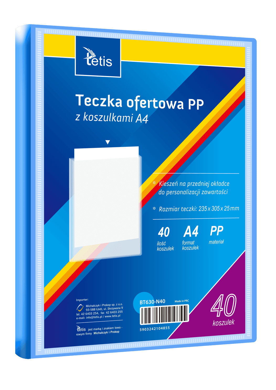 Teczka ofertowa A4 PP 40 koszulek NIEBIESKA BT630-N40 TETIS