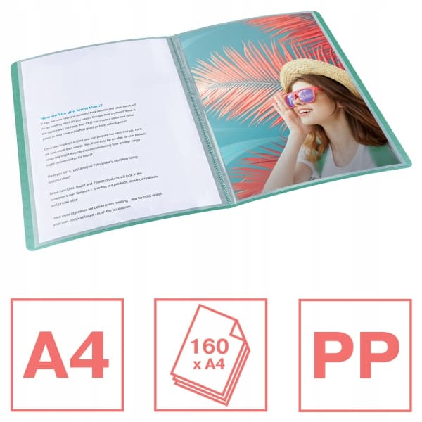 Album ofertowy na dokumenty A4 80 kieszeni Colour`Breeze zielony 626238 ESSELTE