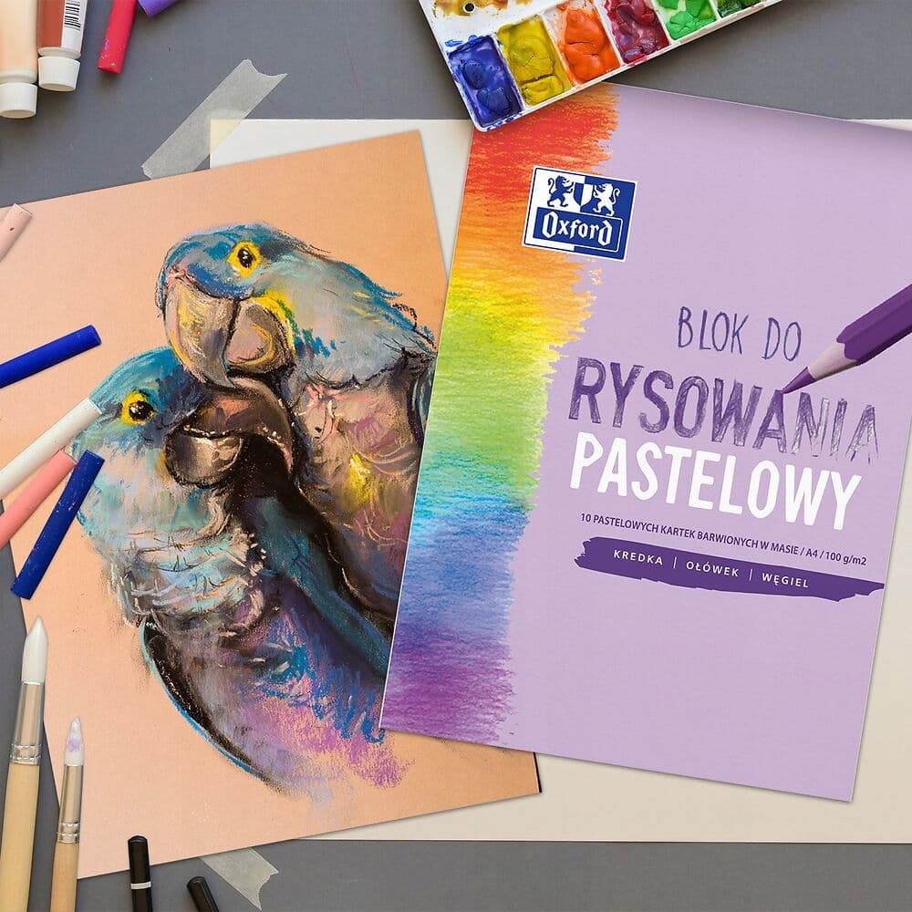 Blok rysunkowy szkolny A4 pastelowy 10 kartek 100g 400166081 OXFORD