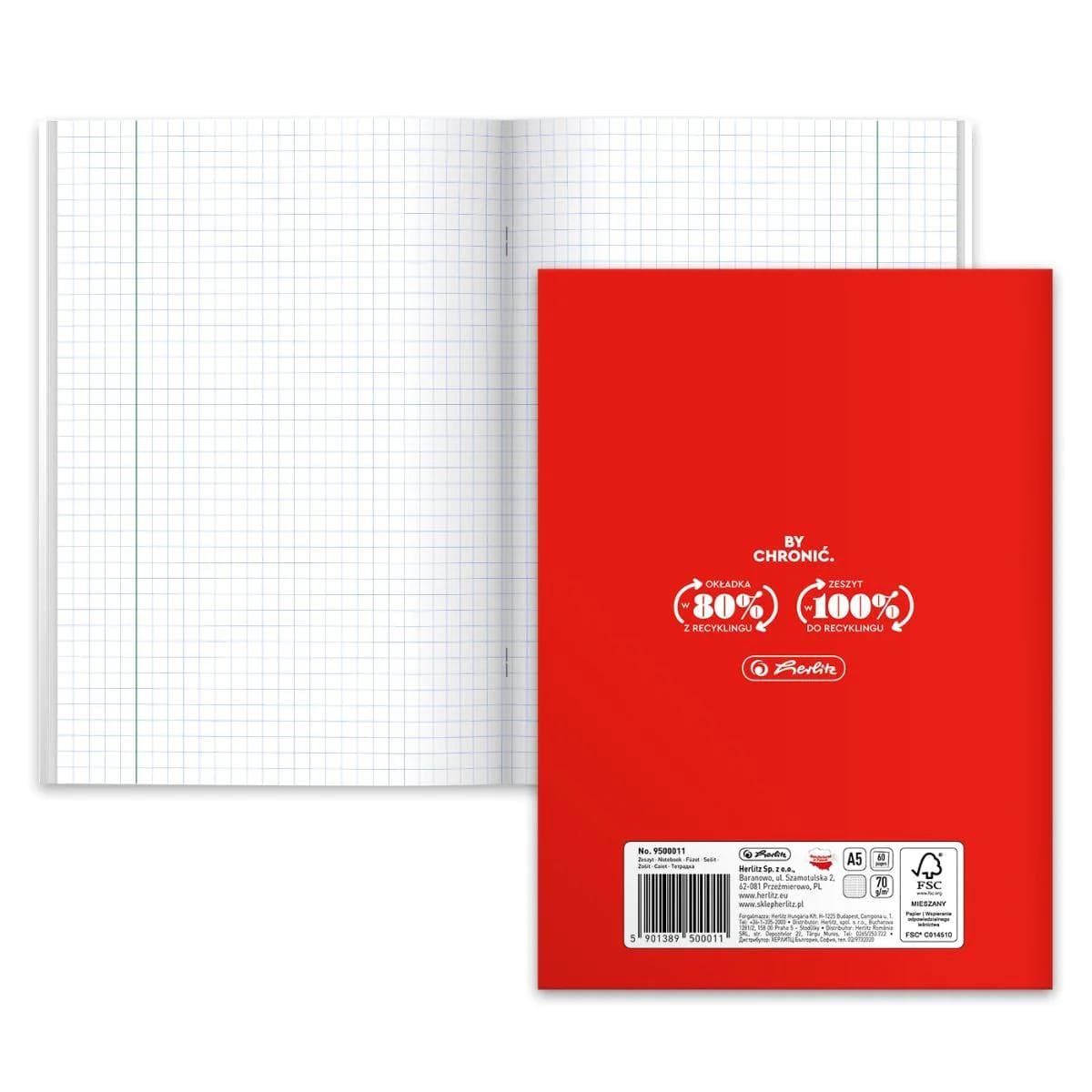 Zeszyt szkolny przedmiotowy A5 60 kartek w kratkę 70g MATEMATYKA 400197975 HERLITZ