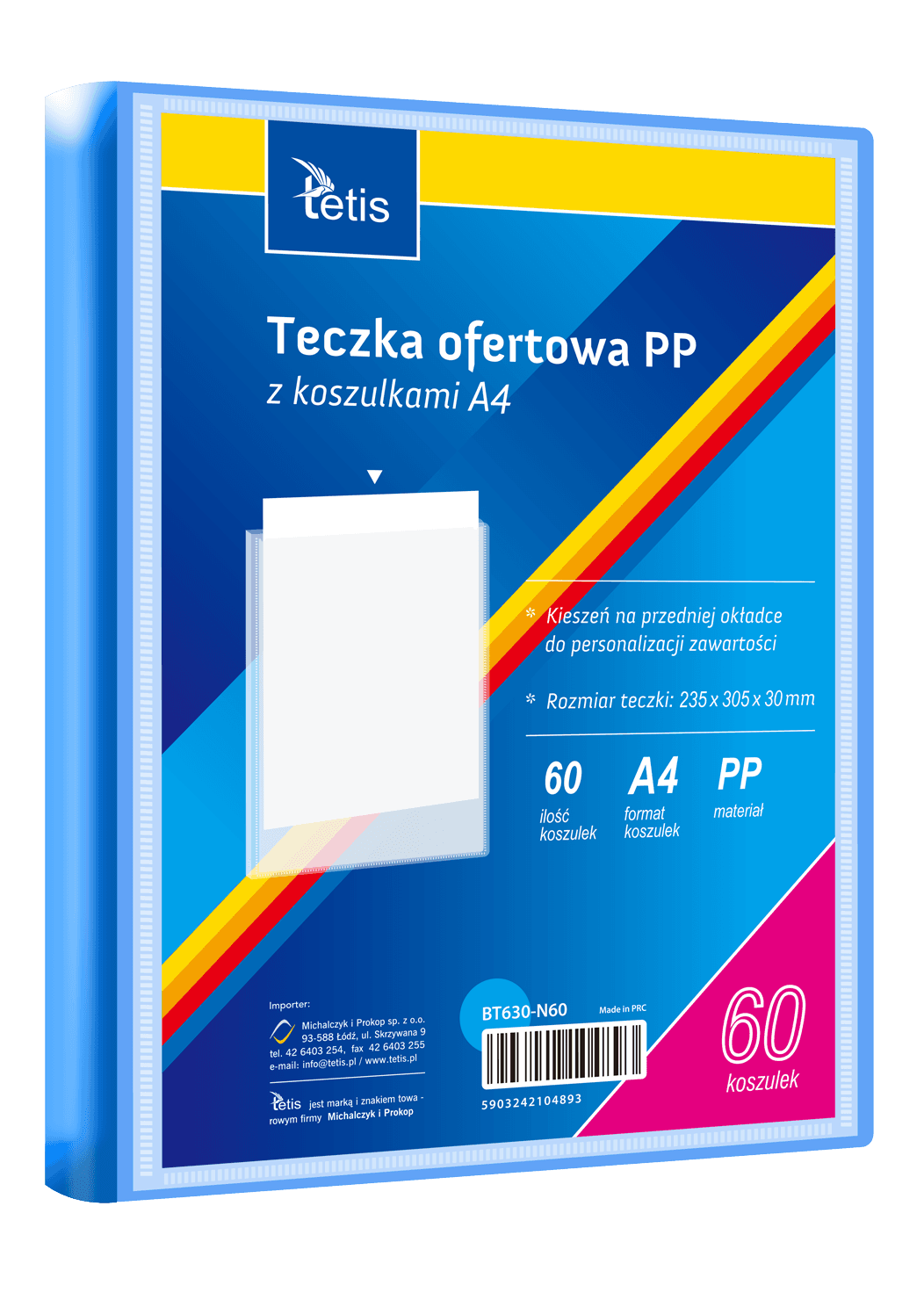 Teczka ofertowa A4 PP 60 koszulek NIEBIESKA BT630-N60 TETIS