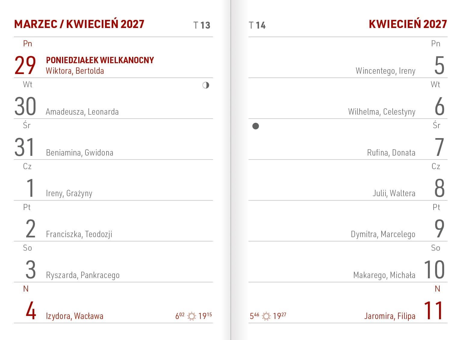 Kalendarz kieszonkowy A7 oprawa PCV bezbarwny 2027 A7040B-MIX Wokół Nas