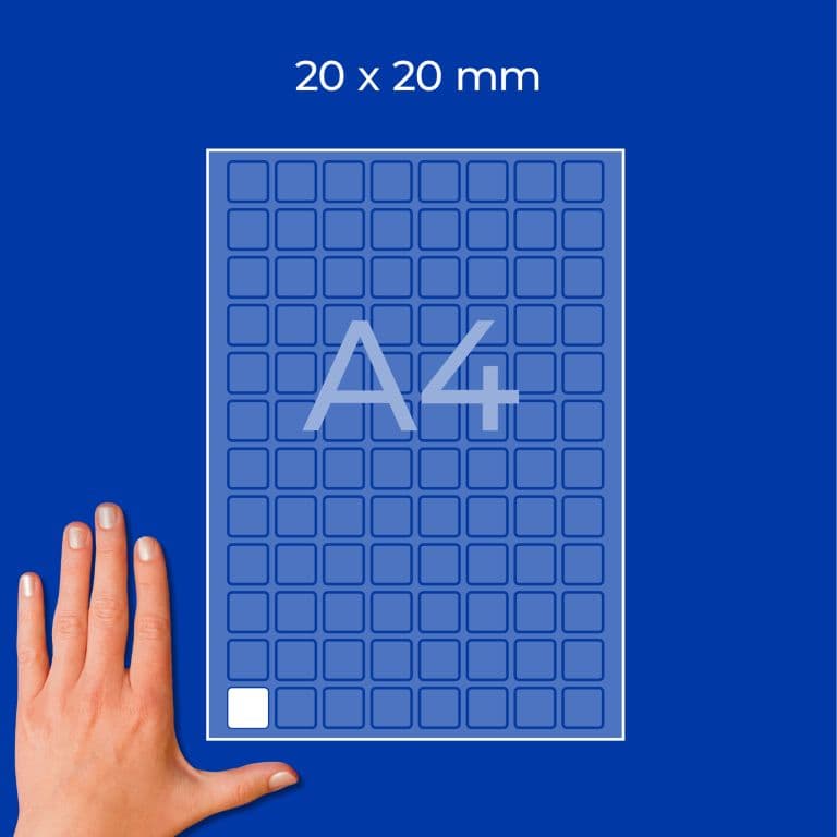 Etykiety do oznaczeń PPWR foliowe z trwałym klejem białe 20x20mm (8 ark.) L7072-8 AVERY ZWECKFORM