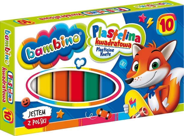 Plastelina kwadratowa Zestaw 10 kolorów BAMBINO St.Majewski