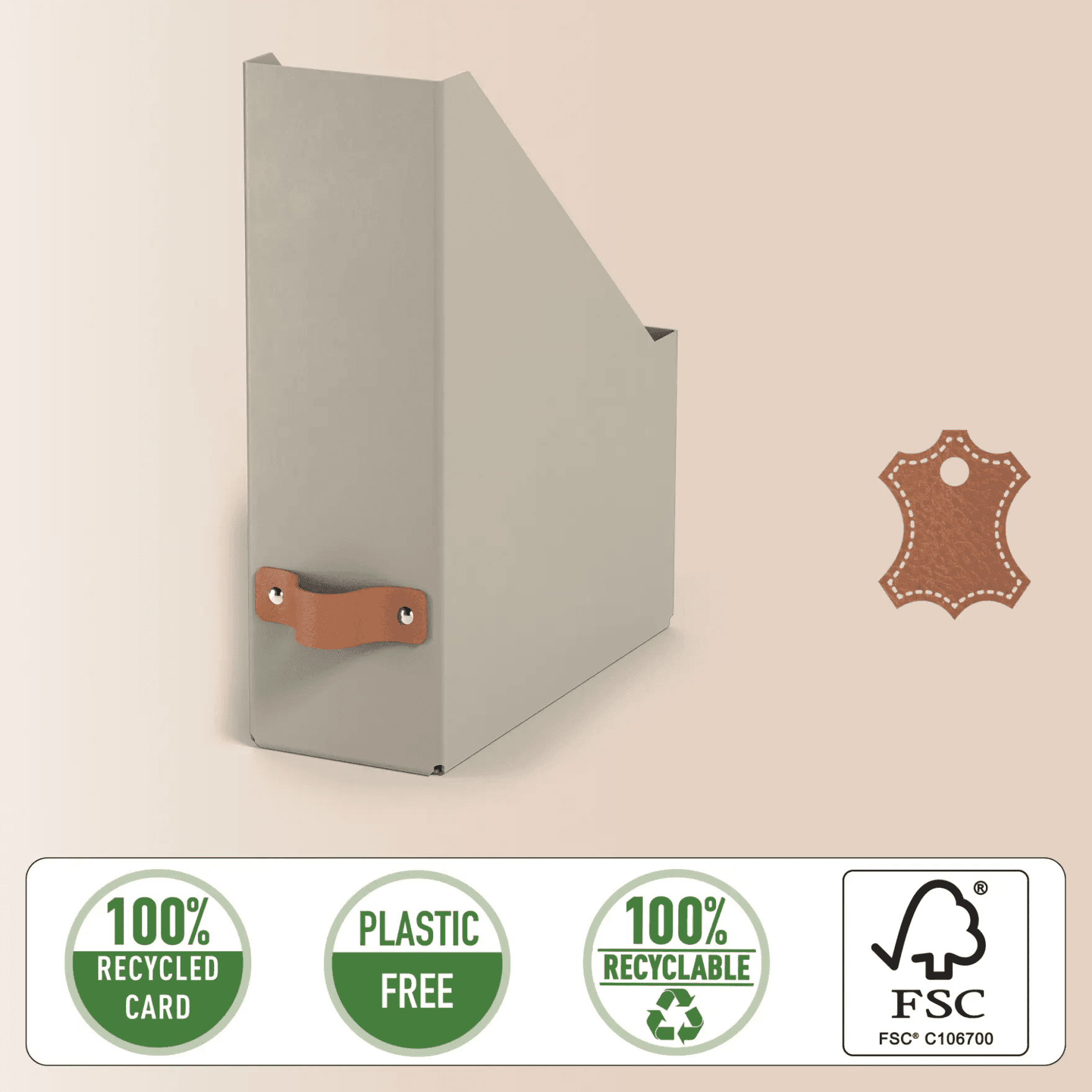Pojemnik na dokumenty Puro z tektury w 100% z recyklingu (2szt.) beżowy 24710012 LEITZ