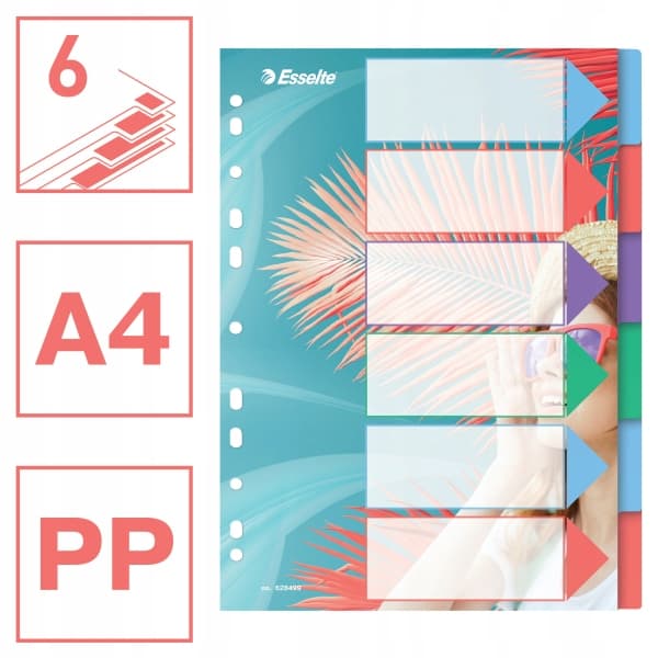 Przekładki Colour`Breeze PP A4 6 przekładek 628499 ESSELTE