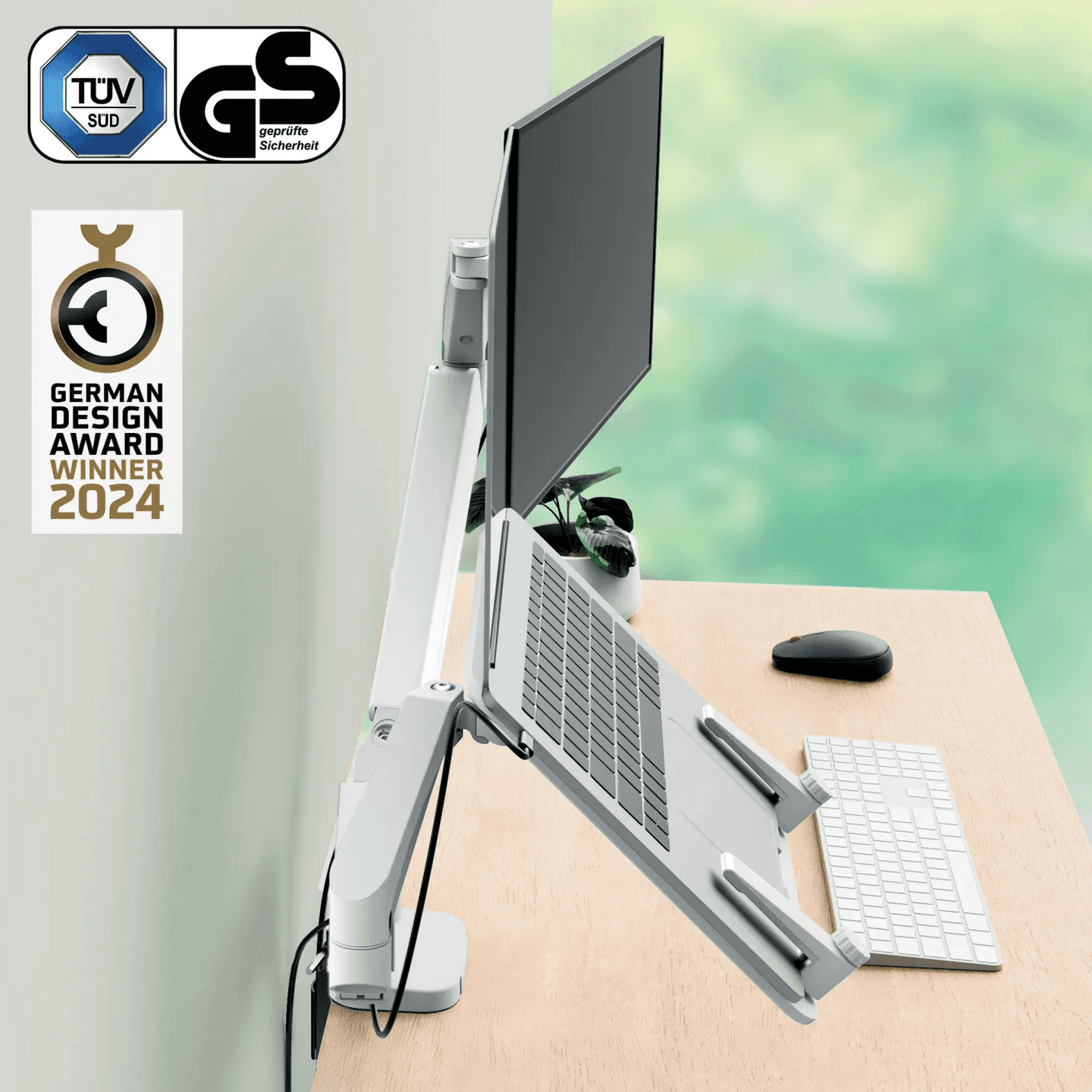 Ramię na monitor i laptopa Leitz Ergo oszczędzające miejsce na biurku 65380085