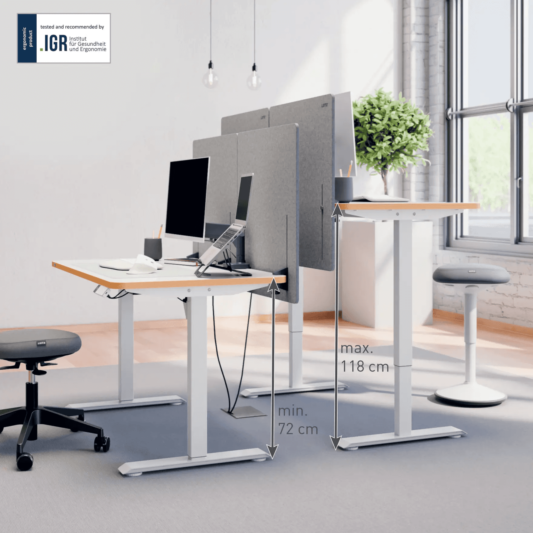 Kompaktowe biurko Leitz Ergo 120x70cm z elektryczną regulacją wysokości 67700001