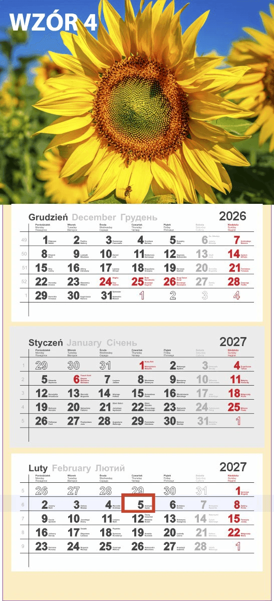 Kalendarz trójdzielny 2027 0405-0948-99 Panta Plast