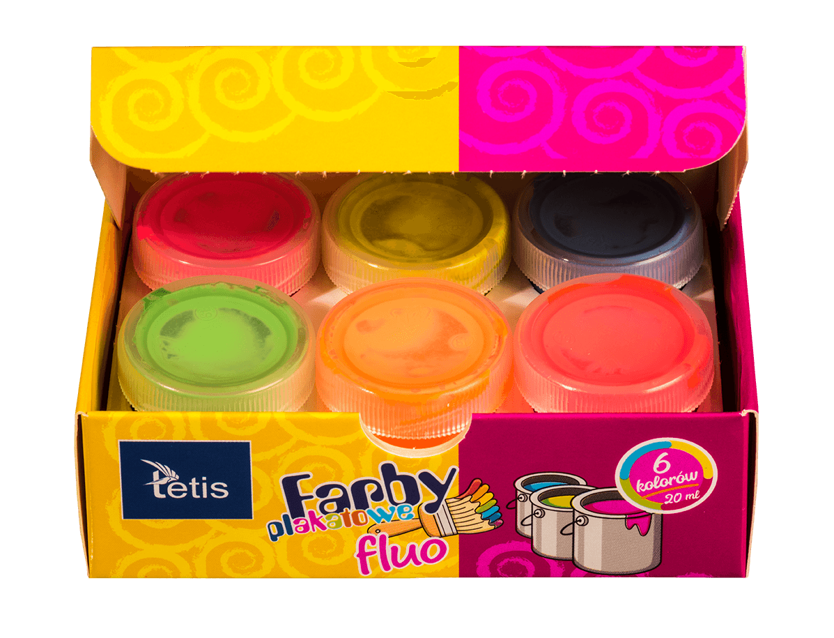 Farby plakatowe fluo 20ml. 6 kolorów KF002-A TETIS