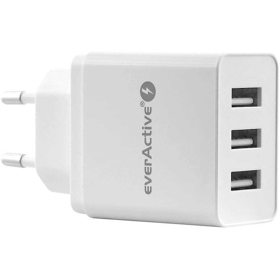Ładowarka sieciowa 230V EVERACTIVE SC-300 3xUSB 3,4A biała 17W