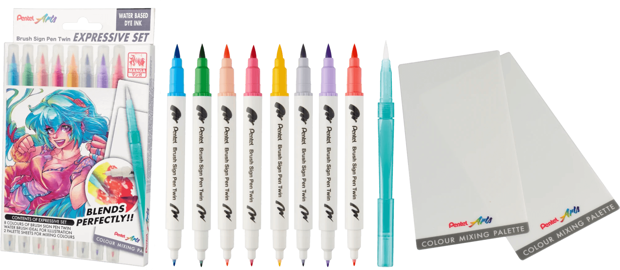 Pisak BRUSH SIGN PEN TWIN MANGA kpl.8szt. SESW30C-ST8MGPL PENTEL