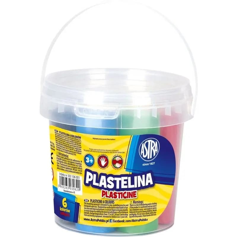 Plastelina szkolna dla dzieci zestaw 6 kolorów w wiaderku 303106001 ASTRA