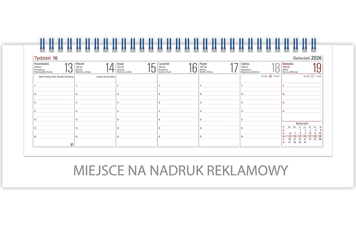 Kalendarz biurowy VOYAGER (H4b) - biały 268x97mm 2026 TELEGRAPH