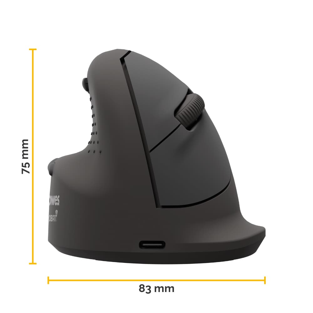 Mysz ergonomiczna PLUS, leworęczna czarna BREYTA 100143583 FELLOWES