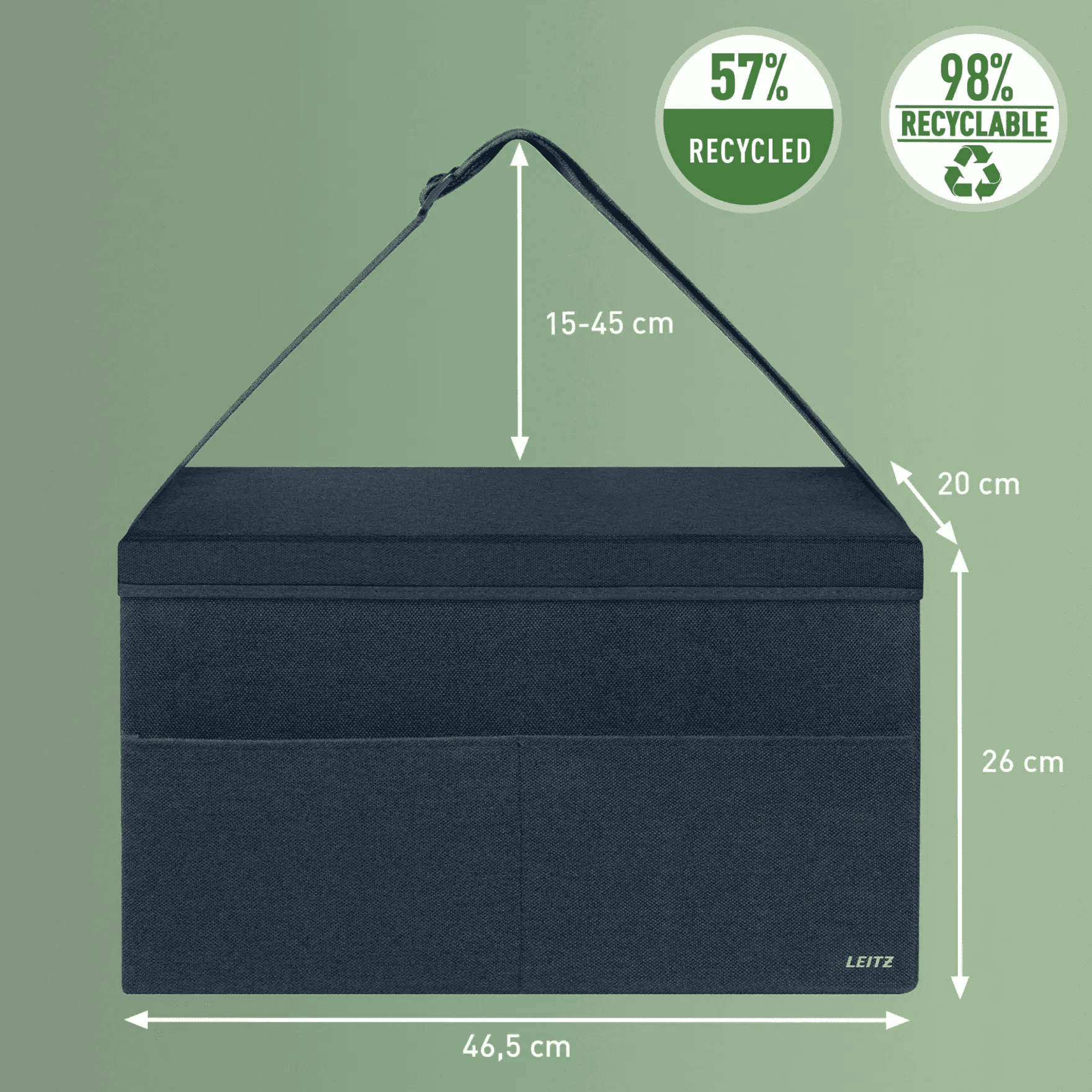 Torba na akcesoria Fabric do pracy przy gorących biurkach z pokrywką ciemnoszara 67230089 LEITZ