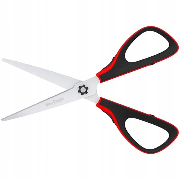 Nożyczki 19cm Easycut 300 soft grip czerwone 326320 BERLINGO
