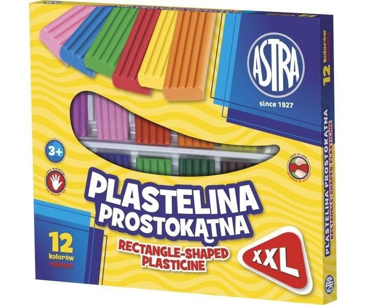 Plastelina szkolna dla dzieci zestaw 12 kolorów prostokątna 303117001 ASTRA