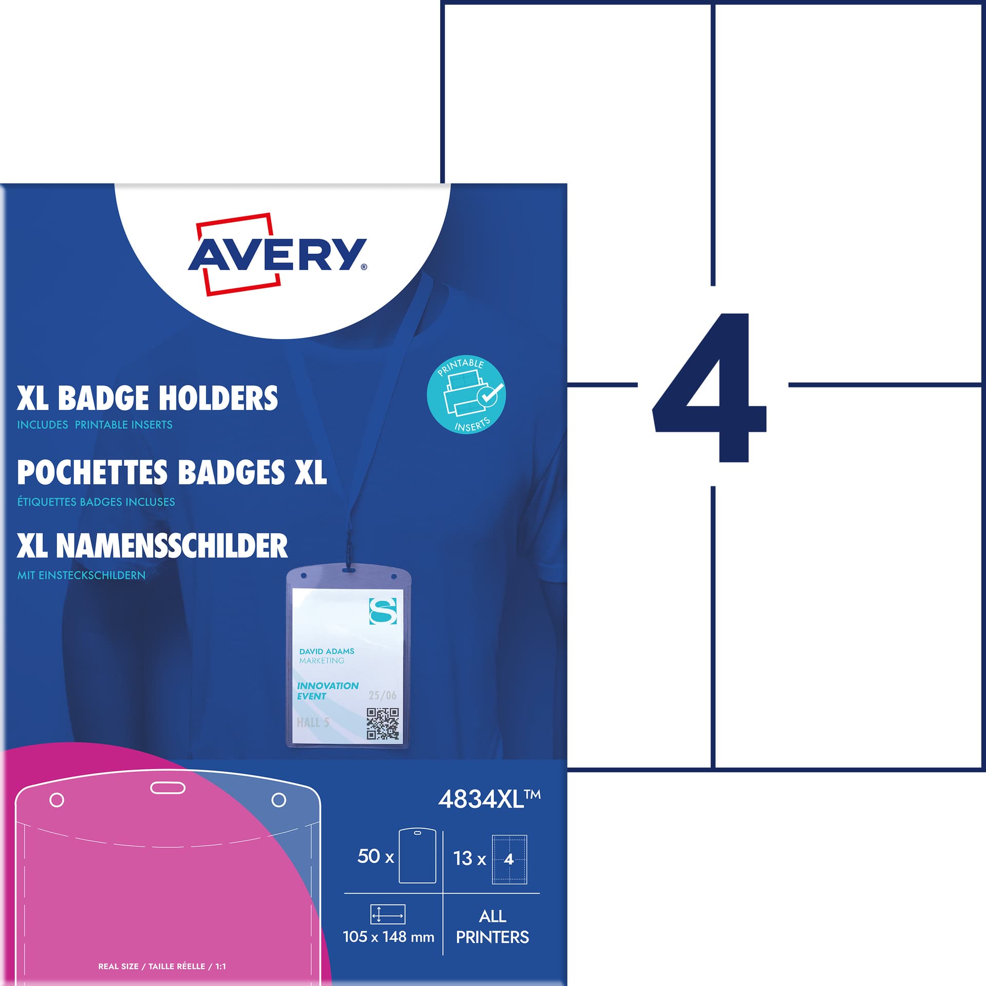 Holder na identyfikatory A6 105x148mm (50 sztuk+52 wkłady) 4834XL AVERY