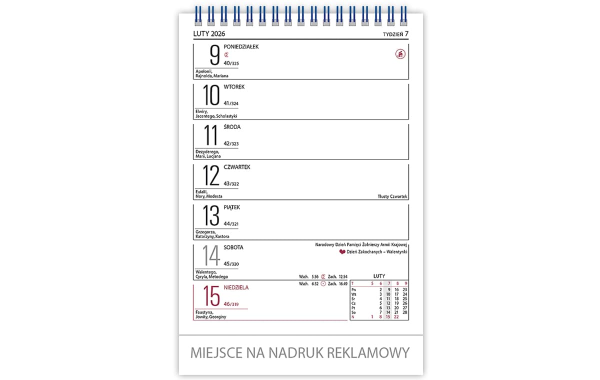 Kalendarz biurowy MERKURY H5 stojący pionowy 152x225mm 2026 TELEGRAPH