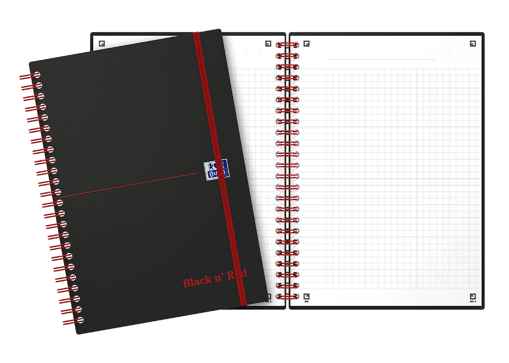 Kołonotatnik A5 70k krata PP OXFORD Black"n"red 400047656