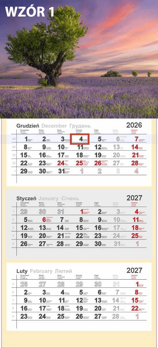 Kalendarz trójdzielny 2027 0405-0948-99 Panta Plast