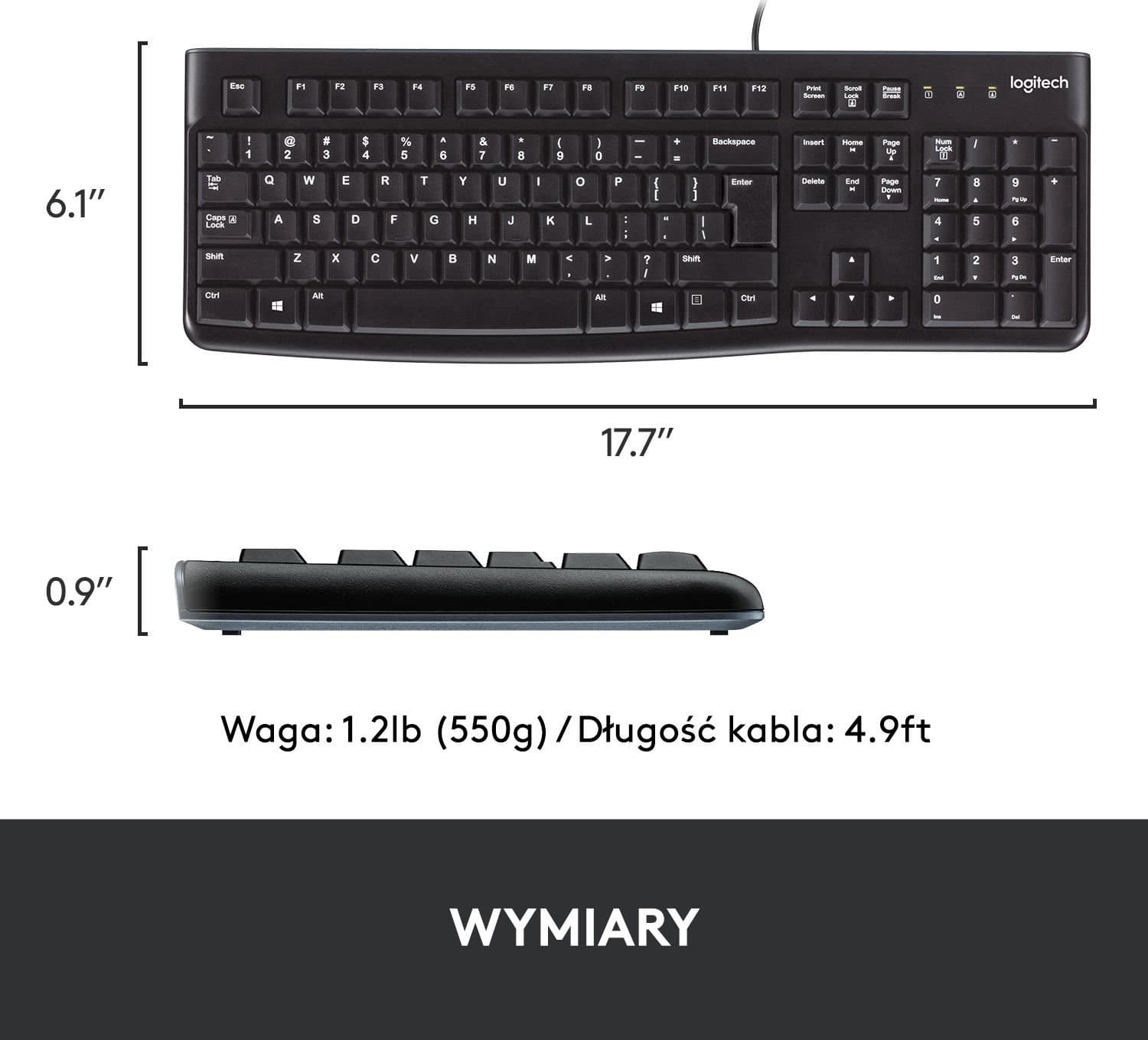 Klawiatura przewodowa USB LOGITECH K120 920-002508