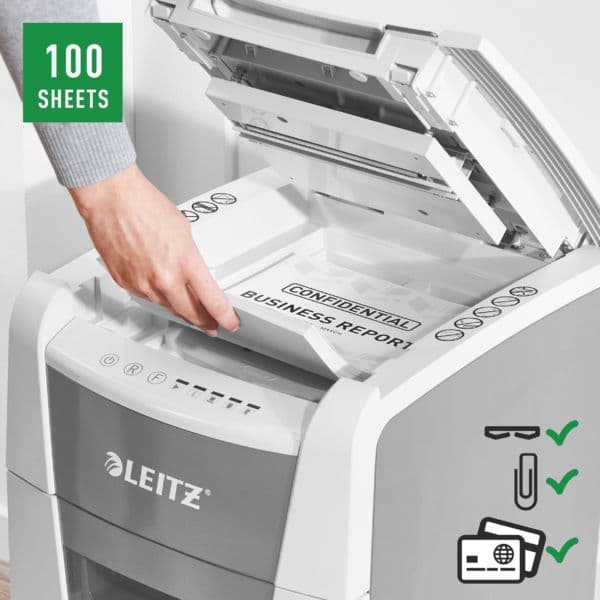 Niszczarka Leitz IQ AutoFeed 100, P4 100 kartek, kosz 34L80110000