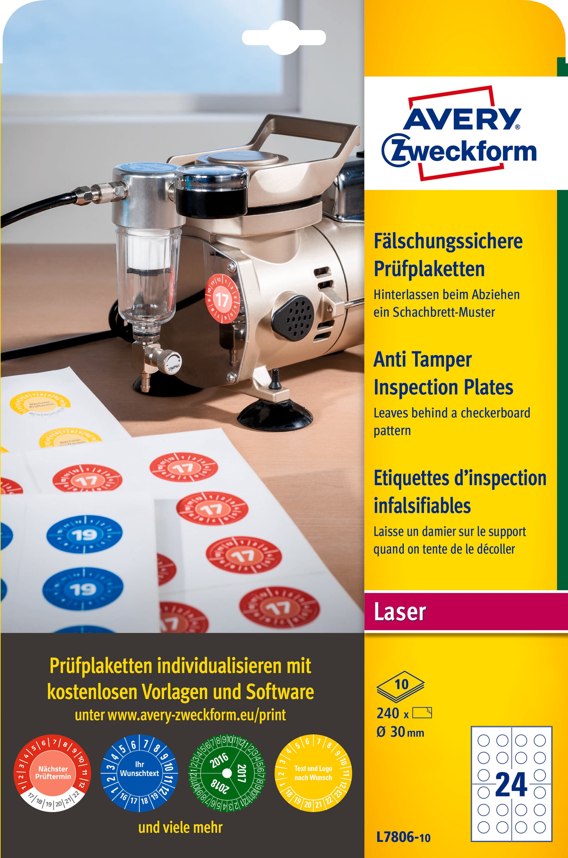 Etykiety inspekcyjne plomby 30mm240szt. L7806-10 AVERY ZWECKFORM