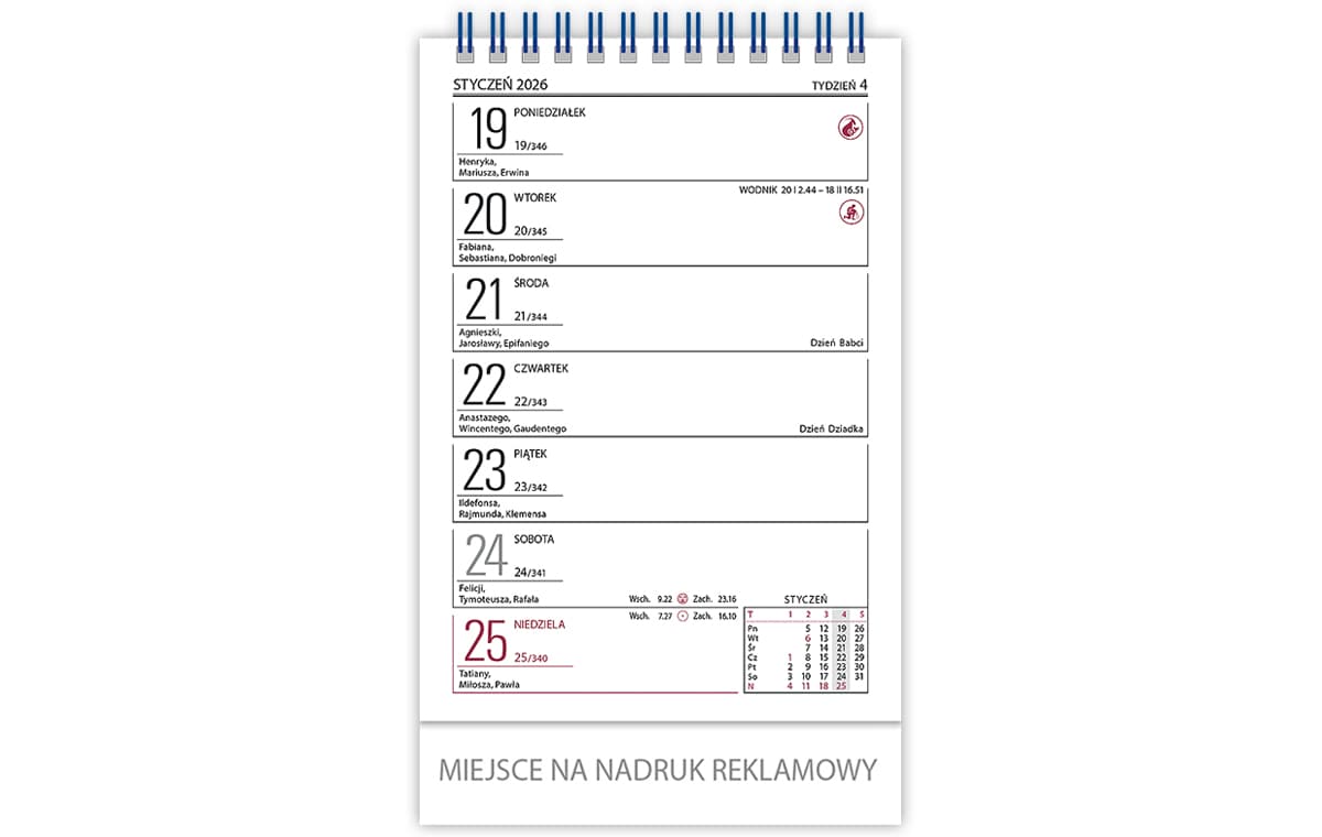 Kalendarz biurowy ZODIAK H6 stojący pionowy 118x193mm 2026 TELEGRAPH