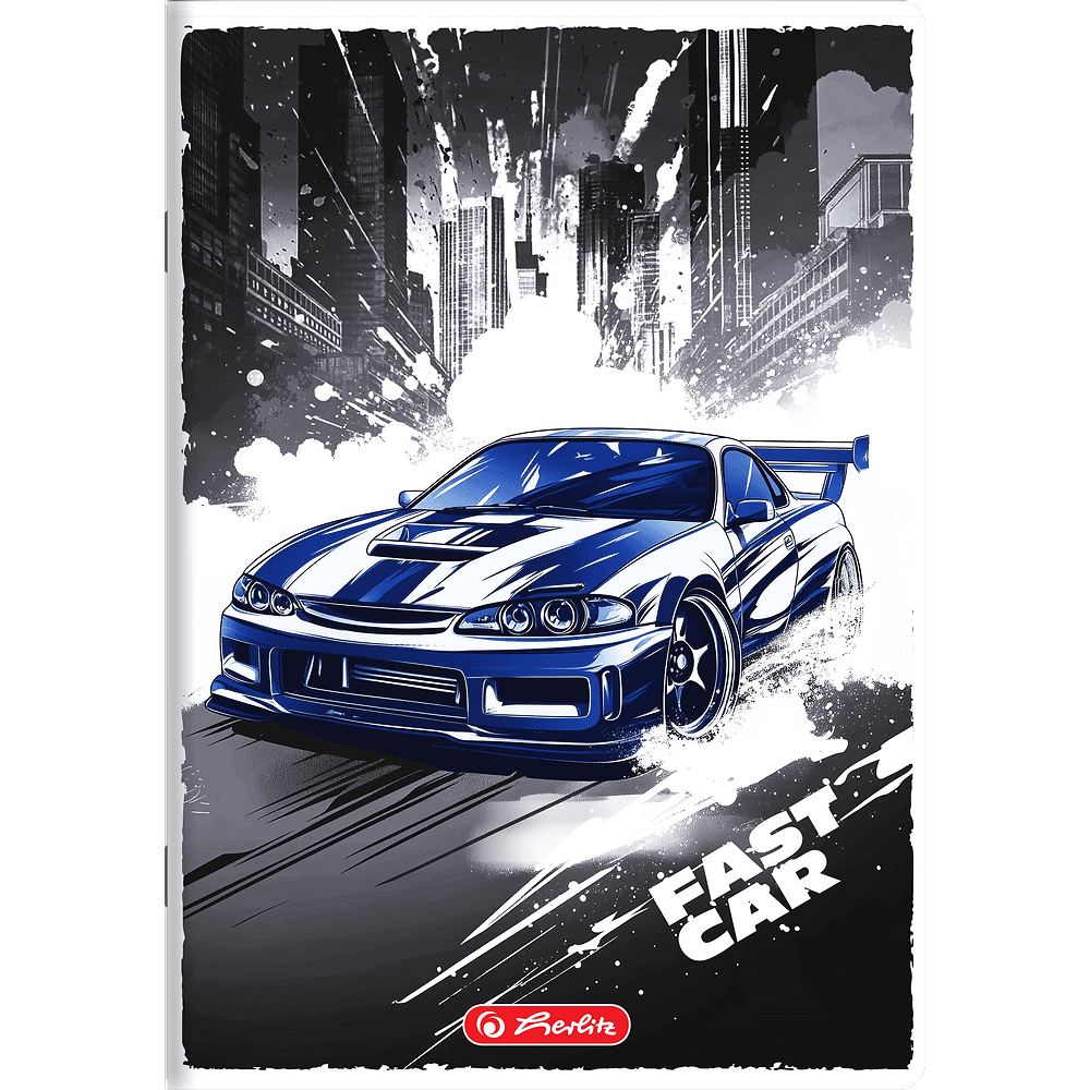 Zeszyt szkolny A5 16 kartek w kratkę 70g FAST CAR 400196833 HERLITZ