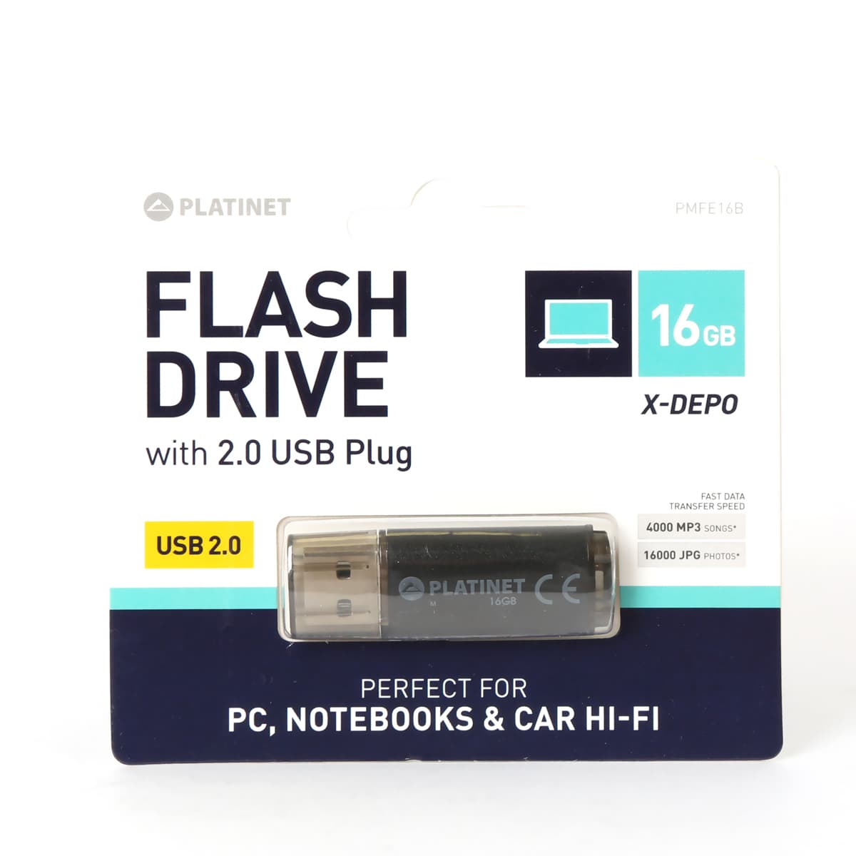 Pamięć USB-A 16GB PLATINET X-DEPO USB 2.0 czarny (40944)
