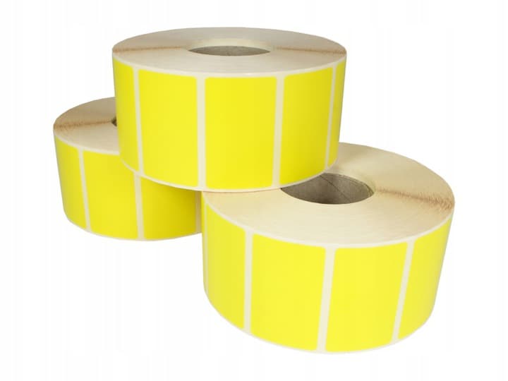 Etykieta polipropylenowa na roli 70x32mm (1000szt) żółta BULK gilza 40mm
