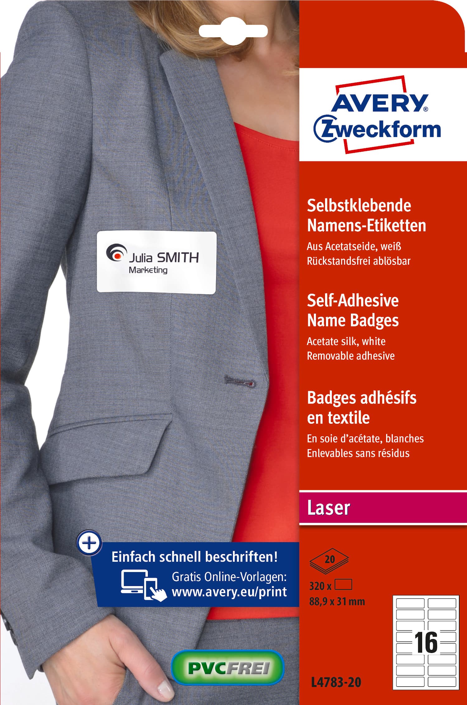 Identyfikatory imienne samop. L4783-20 AVERY ZWECKFORM L4783-20
