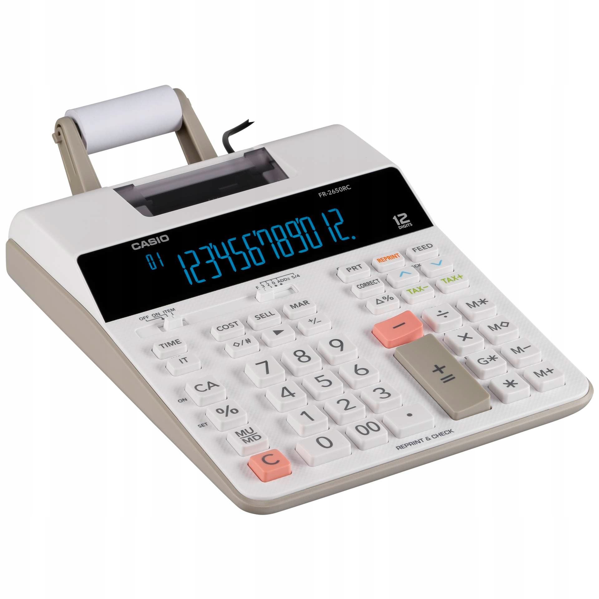 Kalkulator CASIO FR-2650RC z drukarką i zasilaczem