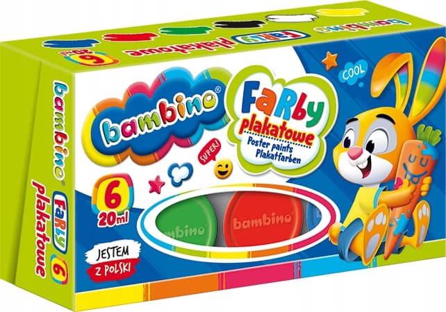 Farby plakatowe dla dzieci Zestaw 6 kolorów x 20ml BAMBINO St.Majewski