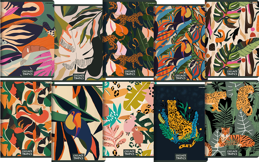 Zeszyt A5 60k linia margines COLLAGE TROPICS 400157928 TOP 2000