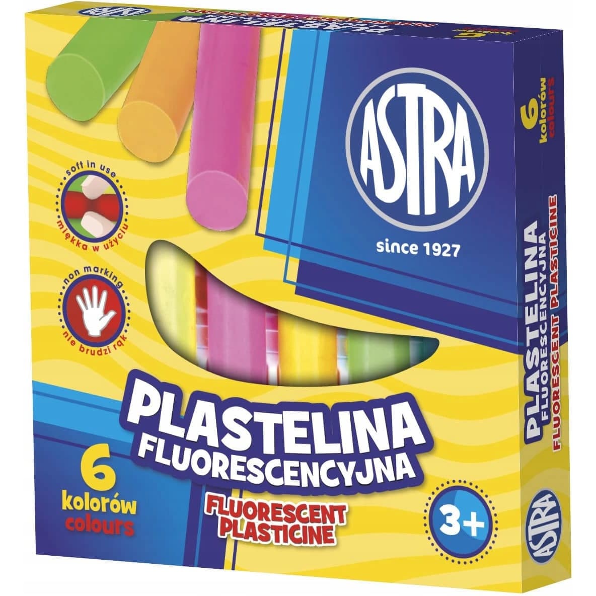Plastelina dla dzieci fluorescencyjna 6 kolorów zestaw 83811906 ASTRA