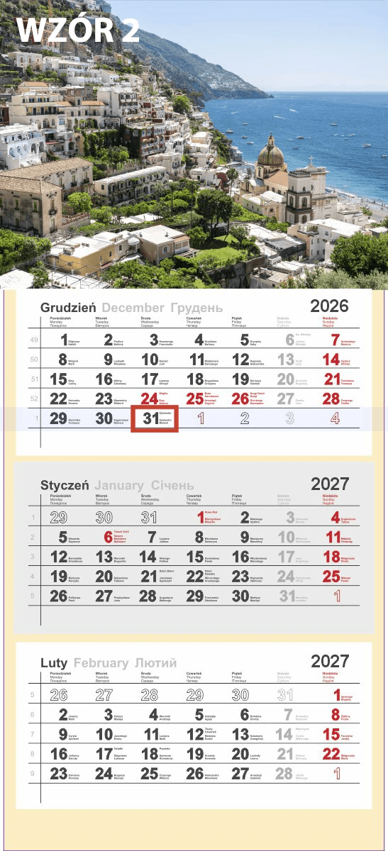 Kalendarz trójdzielny 2027 0405-0948-99 Panta Plast