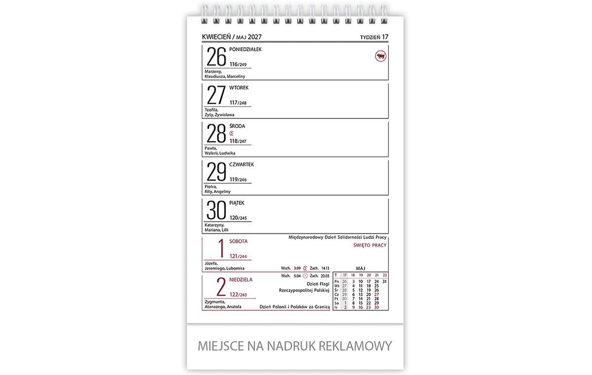 Kalendarz biurowy ZODIAK H6 stojący pionowy 118x193mm 2027 TELEGRAPH