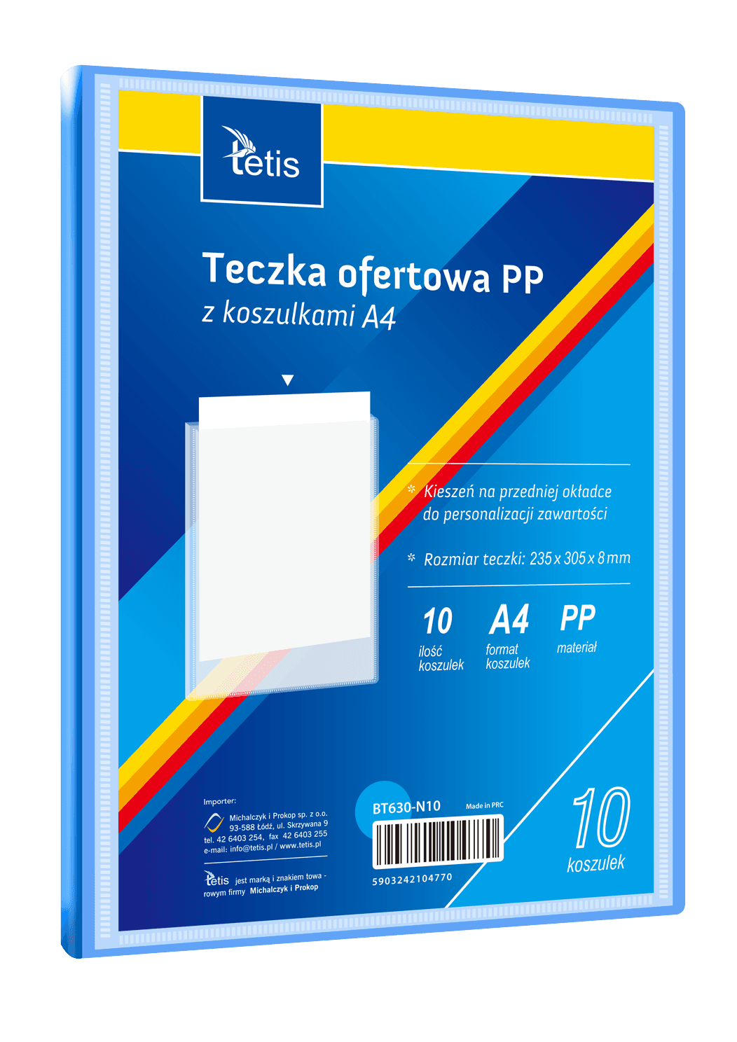 Teczka ofertowa A4 PP 10 koszulek NIEBIESKA BT630-N10 TETIS