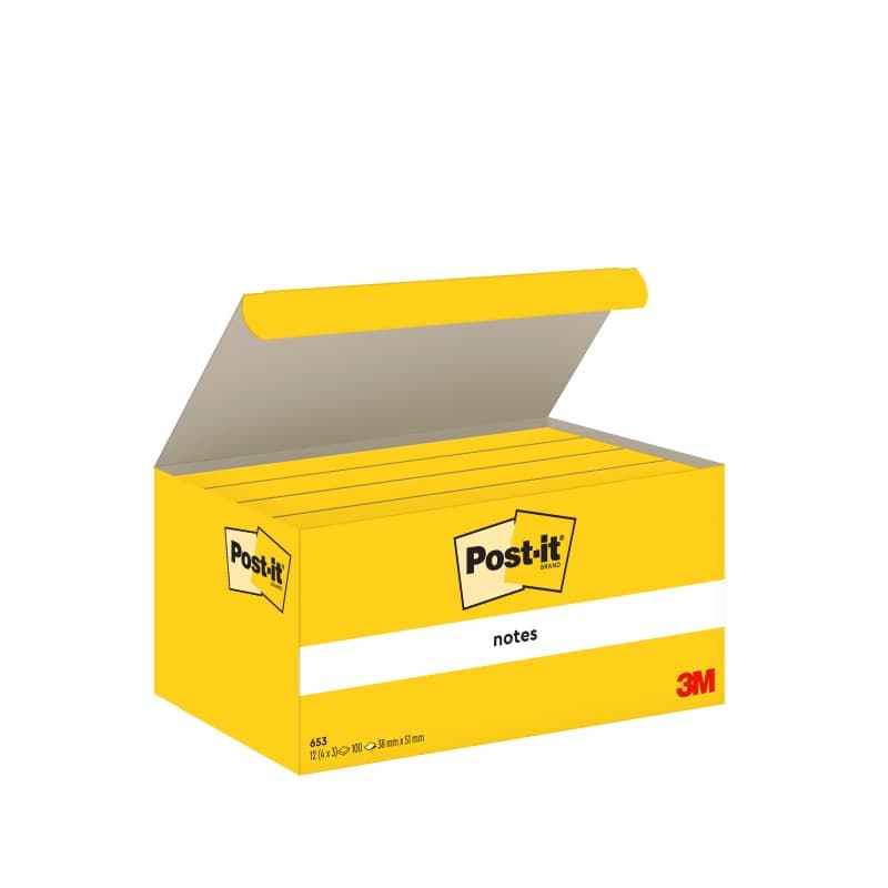 Bloczek samoprzylepny POST-IT 38x51mm 100kartek żółty (3szt) kartonik 4064035092 3M