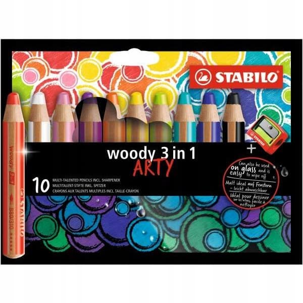 Kredki STABILO woody 3 w 1 10 kol. etui z temperówką ARTY 880/10-1-20