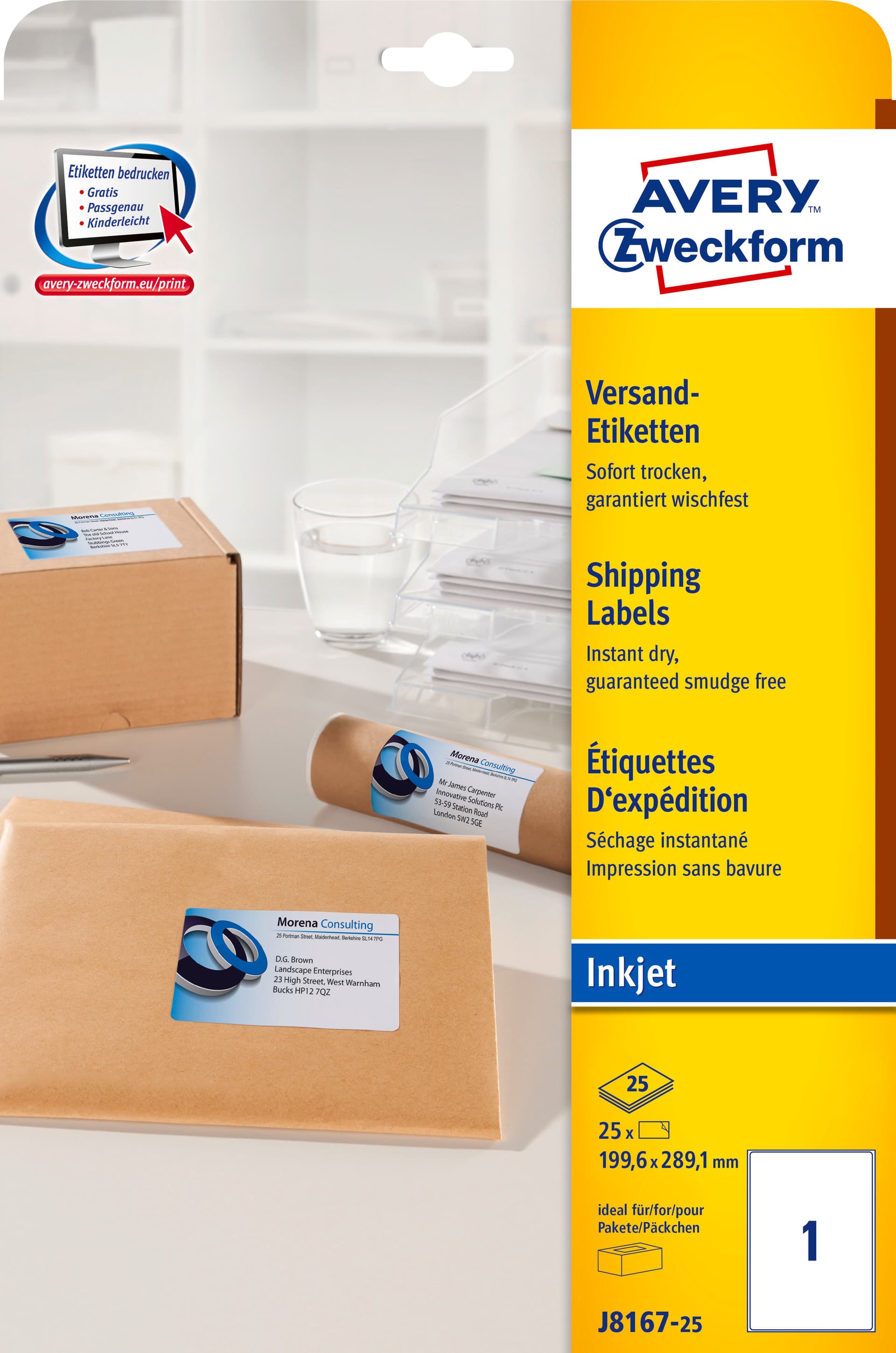 Etykiety ZF 210*297 8167 (25) INK AVERY ZWECKFORM