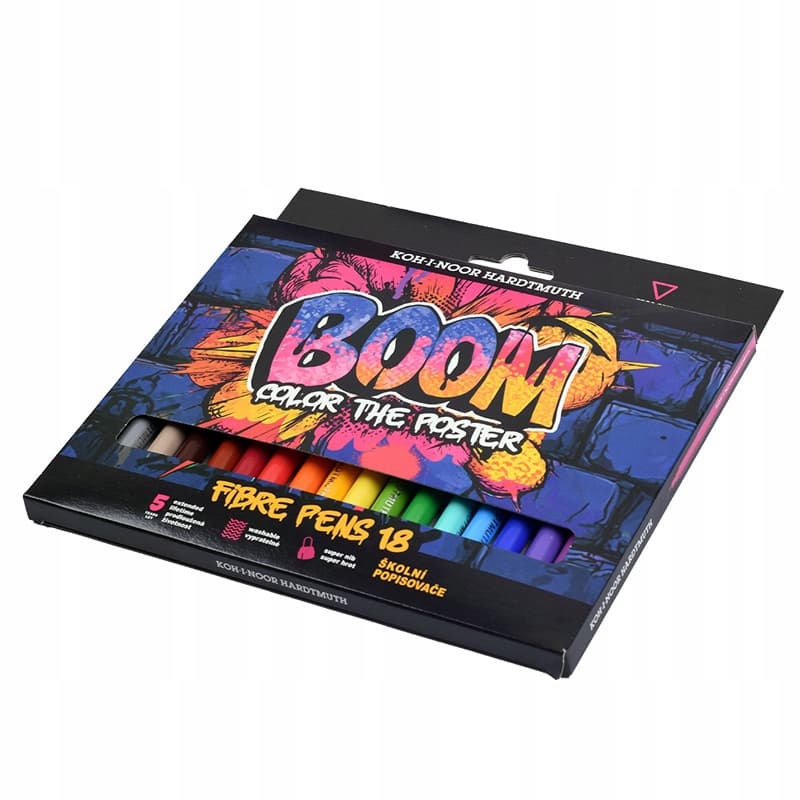 Flamastry szkolne 18 kolorów w kartoniku BOOM 771022AH07 KOH-I-NOOR