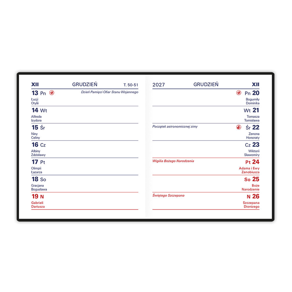 Kalendarz EWA IMPRESS kieszonkowy K3 71 x 81mm 2027 TELEGRAPH