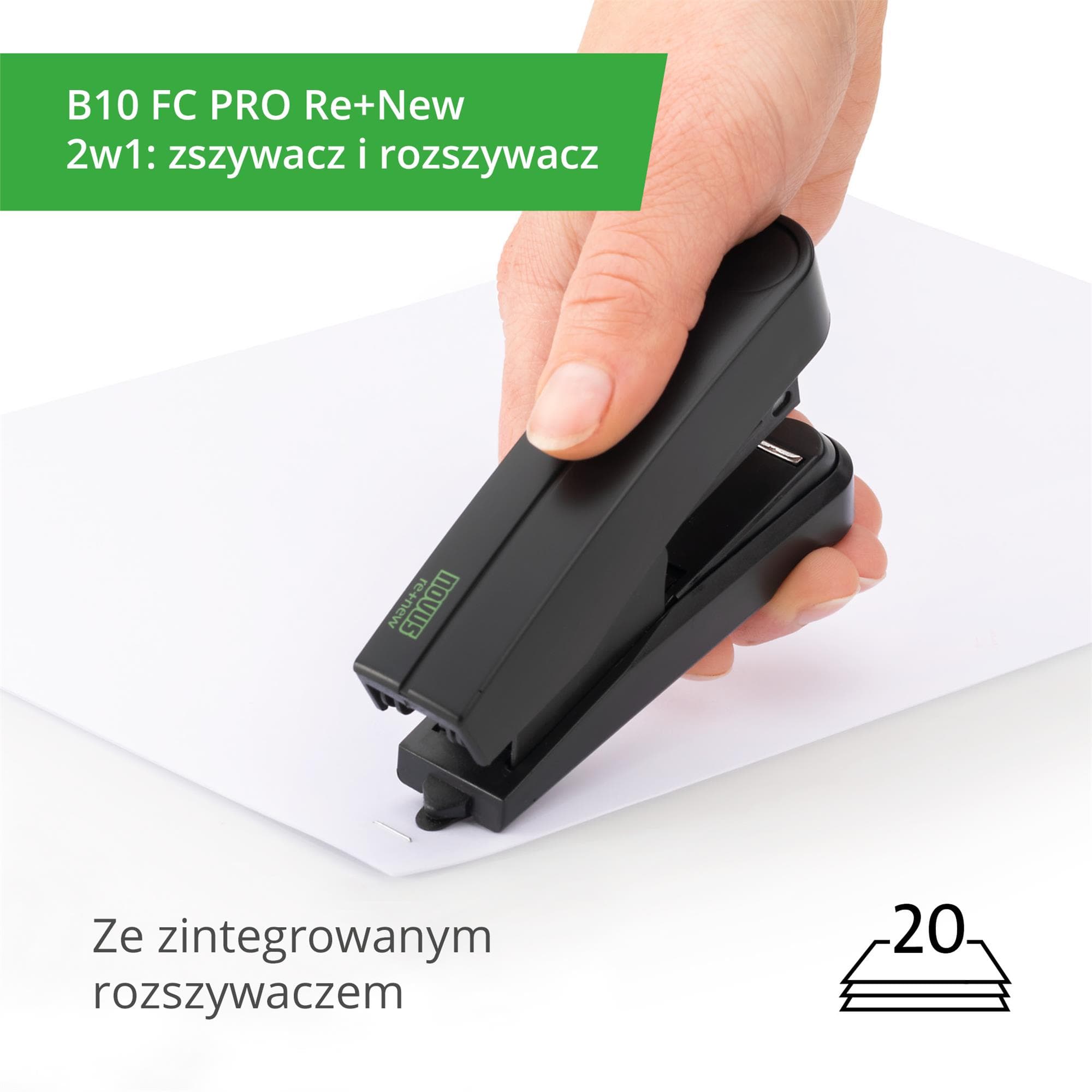 Zszywacz B10 FC czarny PRO RE-NEW 20k. No.10 NOVUS 020-1958