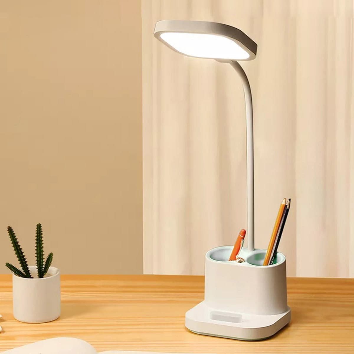Lampka biurkowa led PLATINET PEN HOLDER biala 4W (45777)