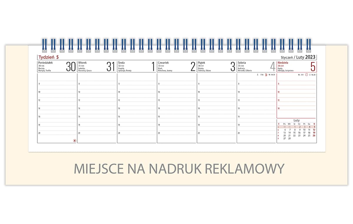 Kalendarz biurowy stojący poziomy VOYAGER (H4k) - krem 268x97 mm TELEGRAPH